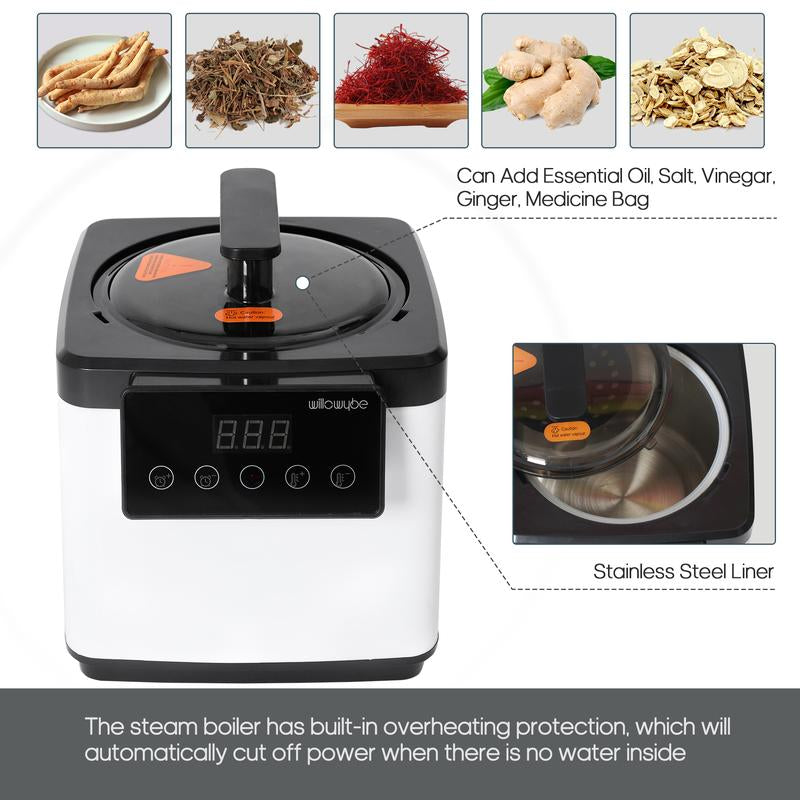 Willowybe Portable Steam Sauna with Bluetooth Control, Steamer, Body Tent, Foldable Chair | Personal Home Spa