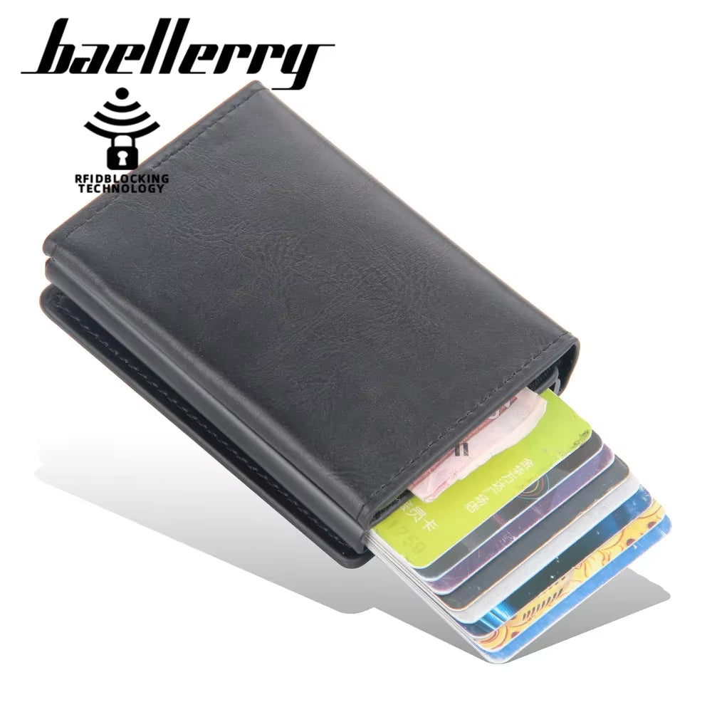 RFID Blocking Credit Card Holder for Men Short Automatic Pop-Up Aluminum Small Wallet Male Purse ID Card Case