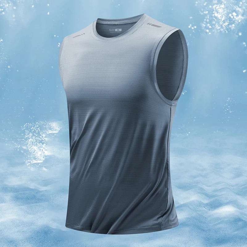 Summer Running Vest Breathable Sleeveless Top Stretch Fitness Vest Men'S Reflective Jogging T-Shirt Gym Vests Men Quick Drying