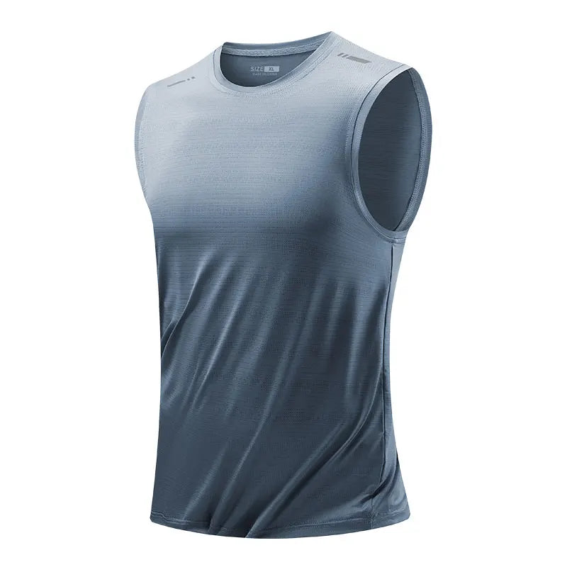 Summer Running Vest Breathable Sleeveless Top Stretch Fitness Vest Men'S Reflective Jogging T-Shirt Gym Vests Men Quick Drying