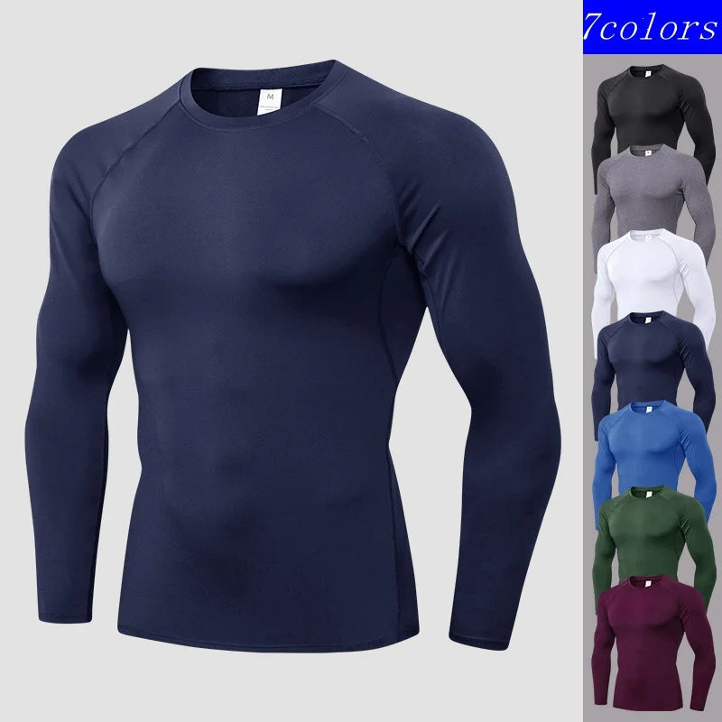 Men'S Compression Shirts Longs Sleeve Workout Gym T-Shirt Running Tops Cool Dry Sports Base Layer Athletic Undershirts