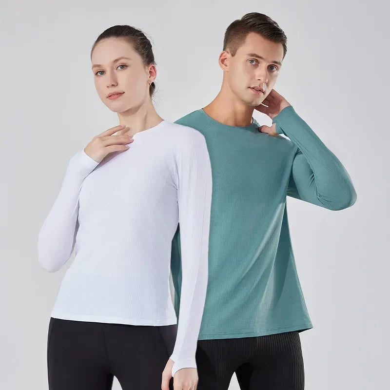 Fitness Sportswear Men Long Sleeve T-Shirt Top Men and Women Couple Running Training Sports Shirts Gym Wear Workout Clothes